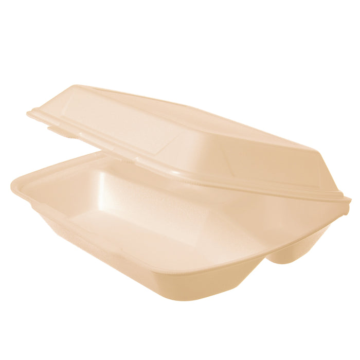 Isolierte Menüboxen in Beige aus XPS - 245 x 210 x 72mm - ca. 1450ml - dreigeteilt