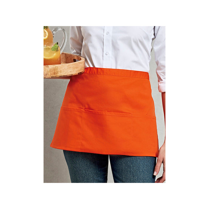 Barschürze orange mit 3 Taschen - Universalgröße - 60 x 33 cm - 65% Polyester / 35% Baumwolle