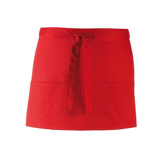 Barschürze rot mit 3 Taschen - Universalgröße - 60 x 33 cm - 65% Polyester / 35% Baumwolle